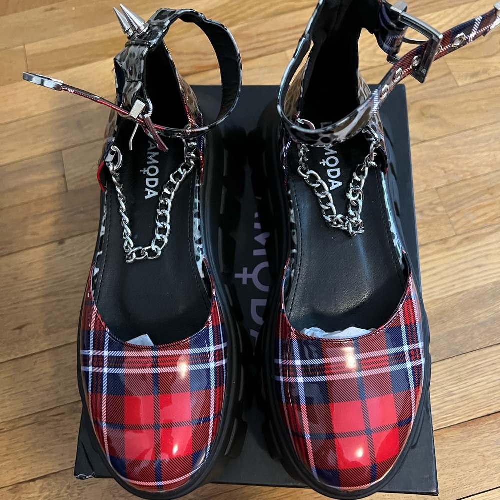 Plaid and Leopard Spike and Chain Platforms